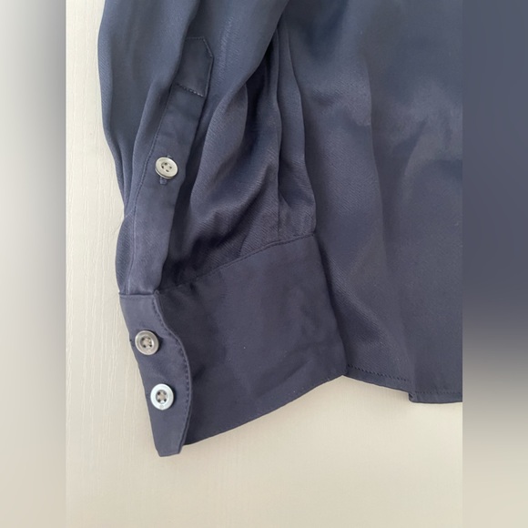 3.1 Phillip Lim Long Sleeve Navy Blue Wrap Blouse Sz 0 - Picture 7 of 16